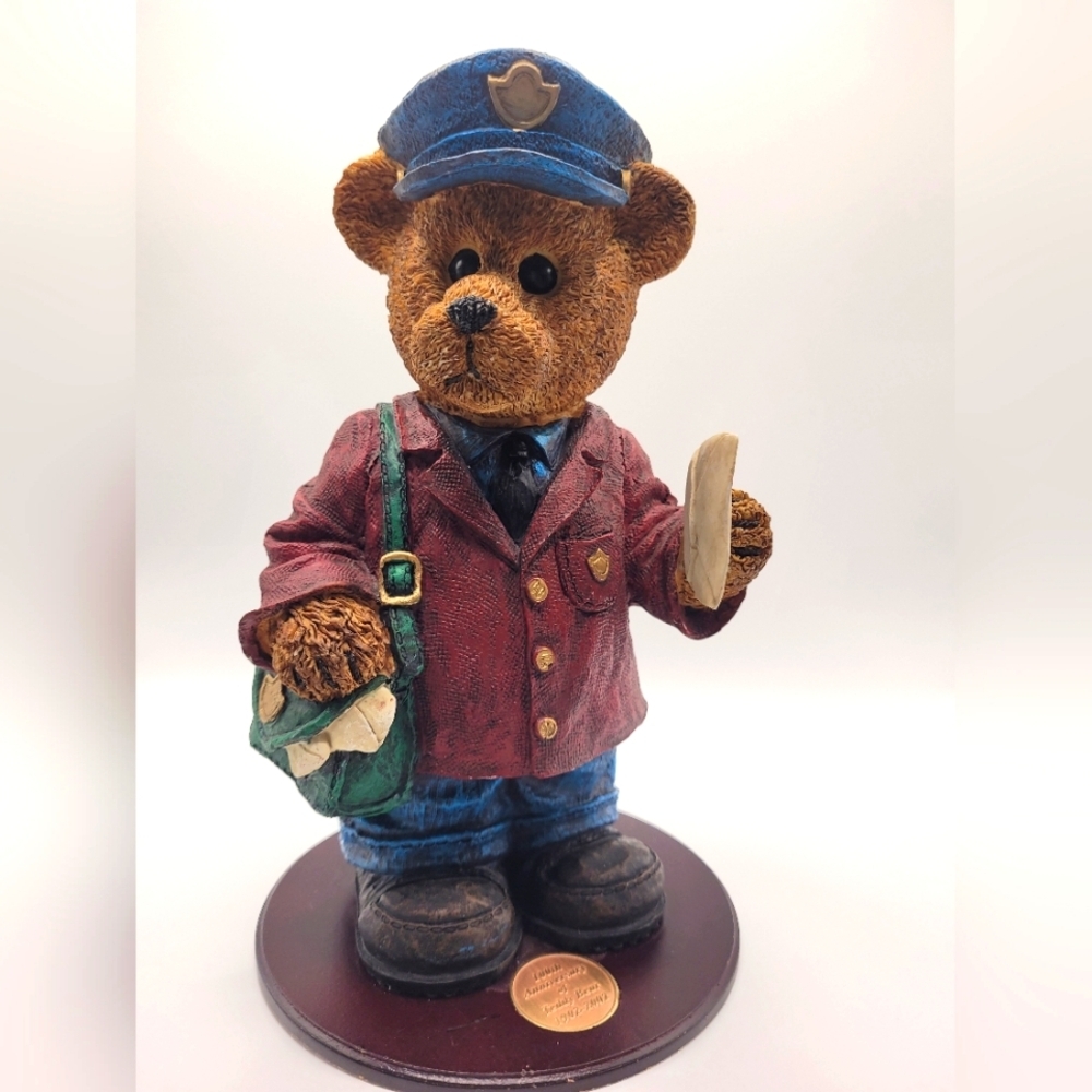 Teddy Bear 100th Anniversary Mailman Figurine Ceramic 1902-2002